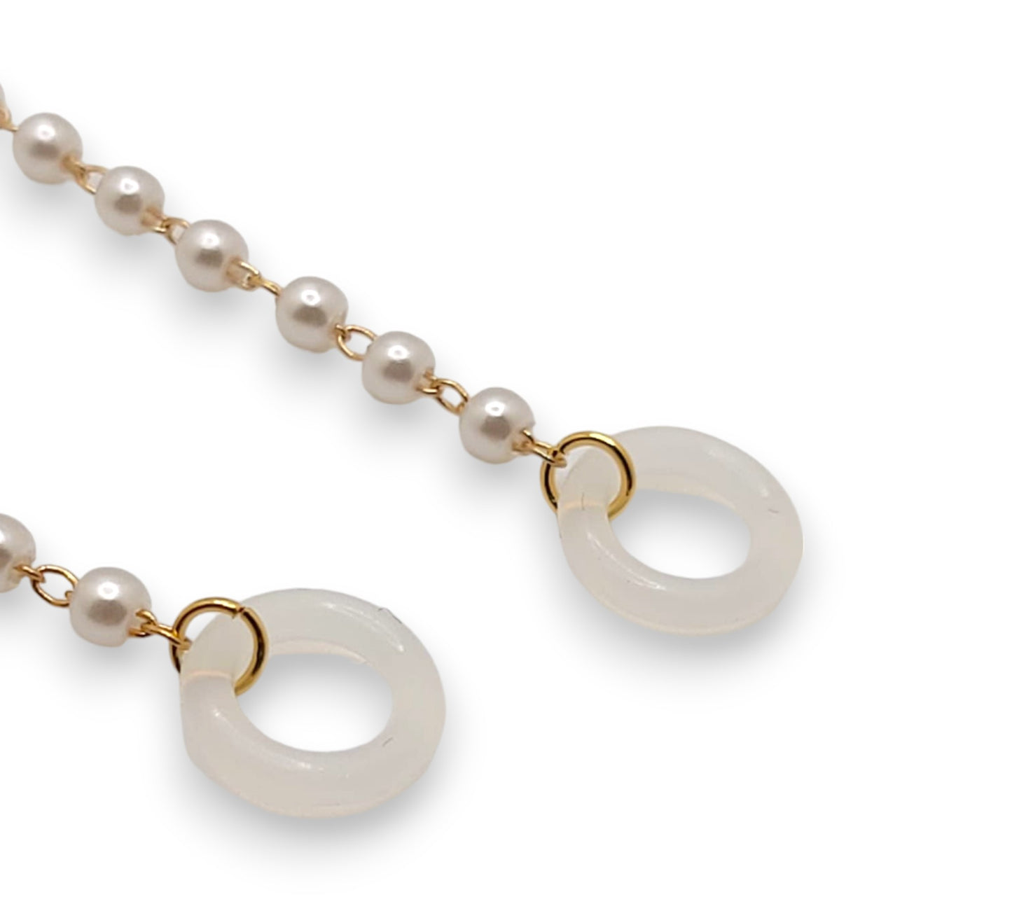 Pendiente y orejeras antipérdida de perlas doradas para auriculares/auriculares inalámbricos