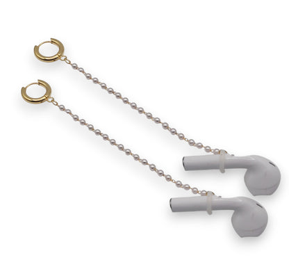 Gouden parel anti-verlies oorbel en oormanchetten voor draadloze oordopjes/oortelefoons