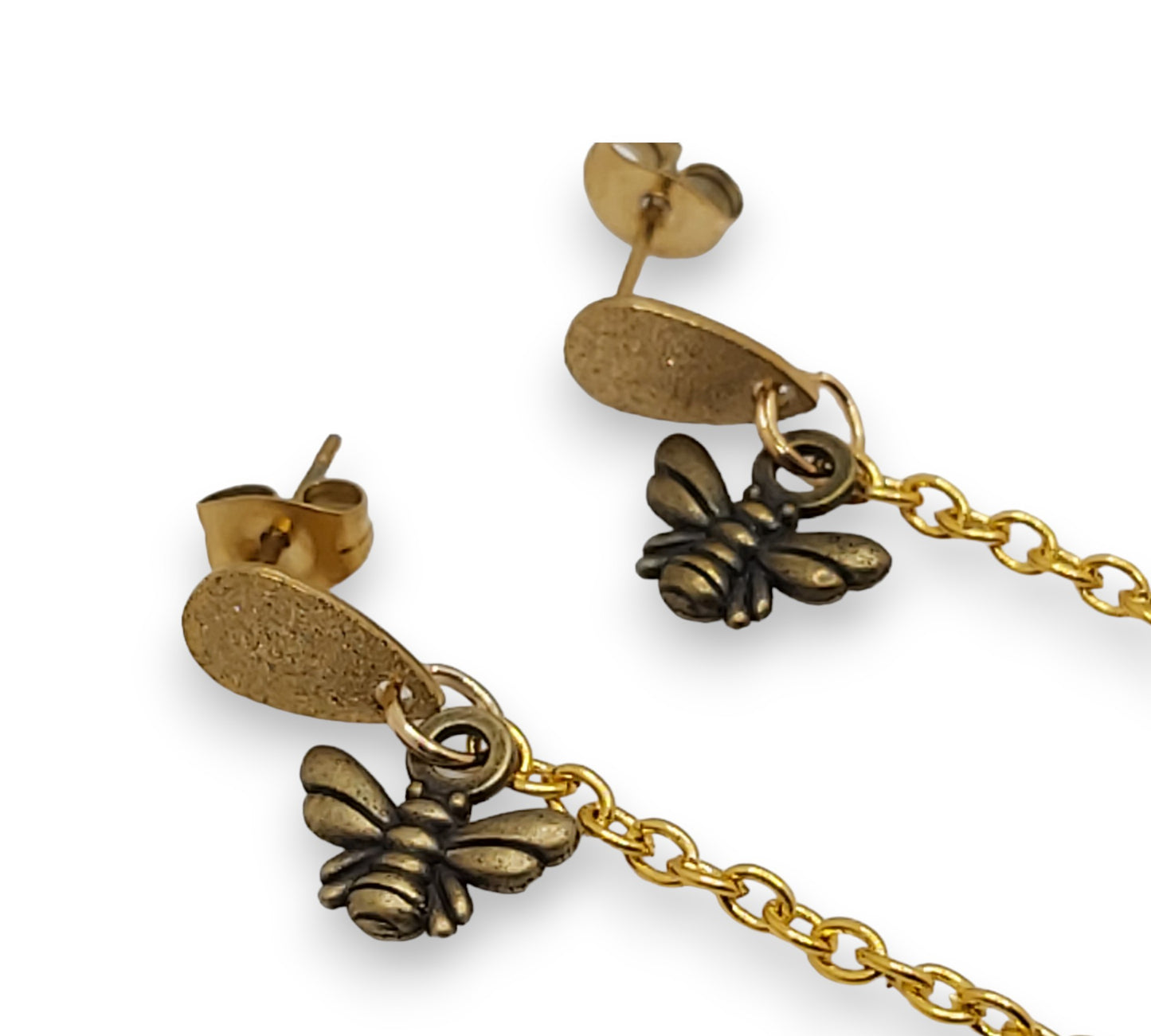 Boucles d'oreilles abeille dorées pour appareils auditifs