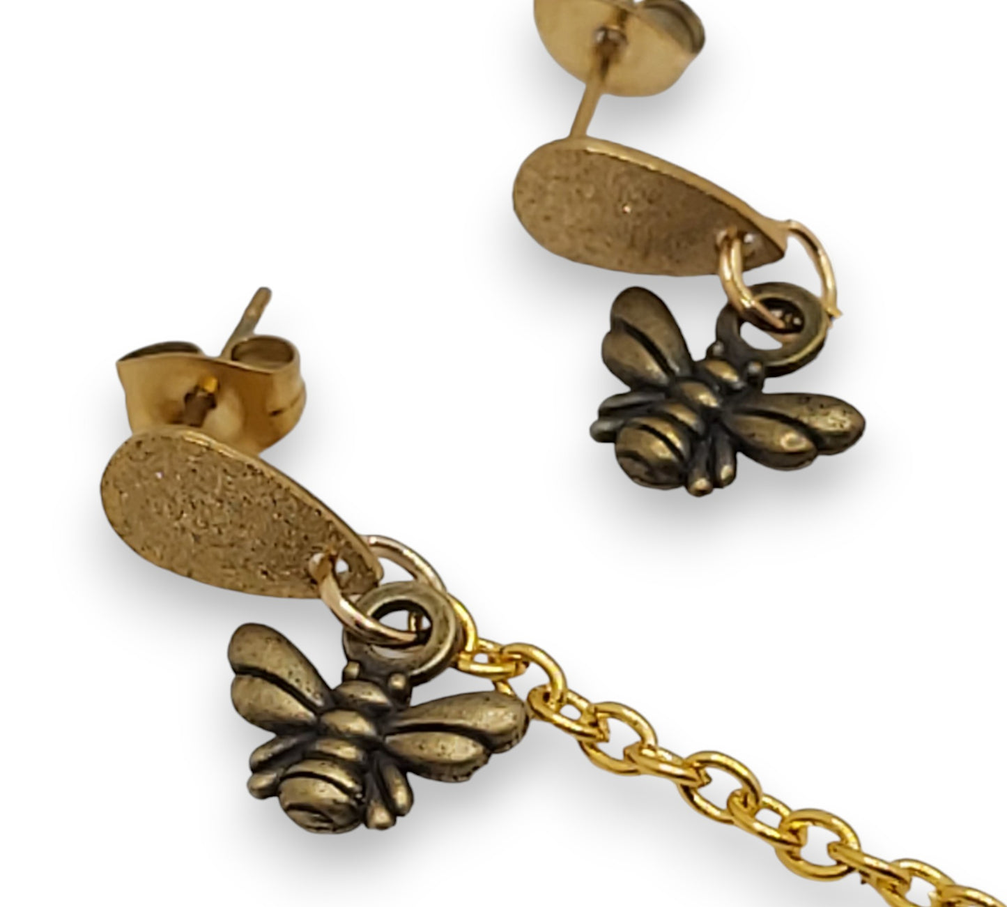 Boucles d'oreilles abeille dorées pour appareils auditifs
