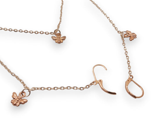 Rose Gold Bee EarLink Necklace
