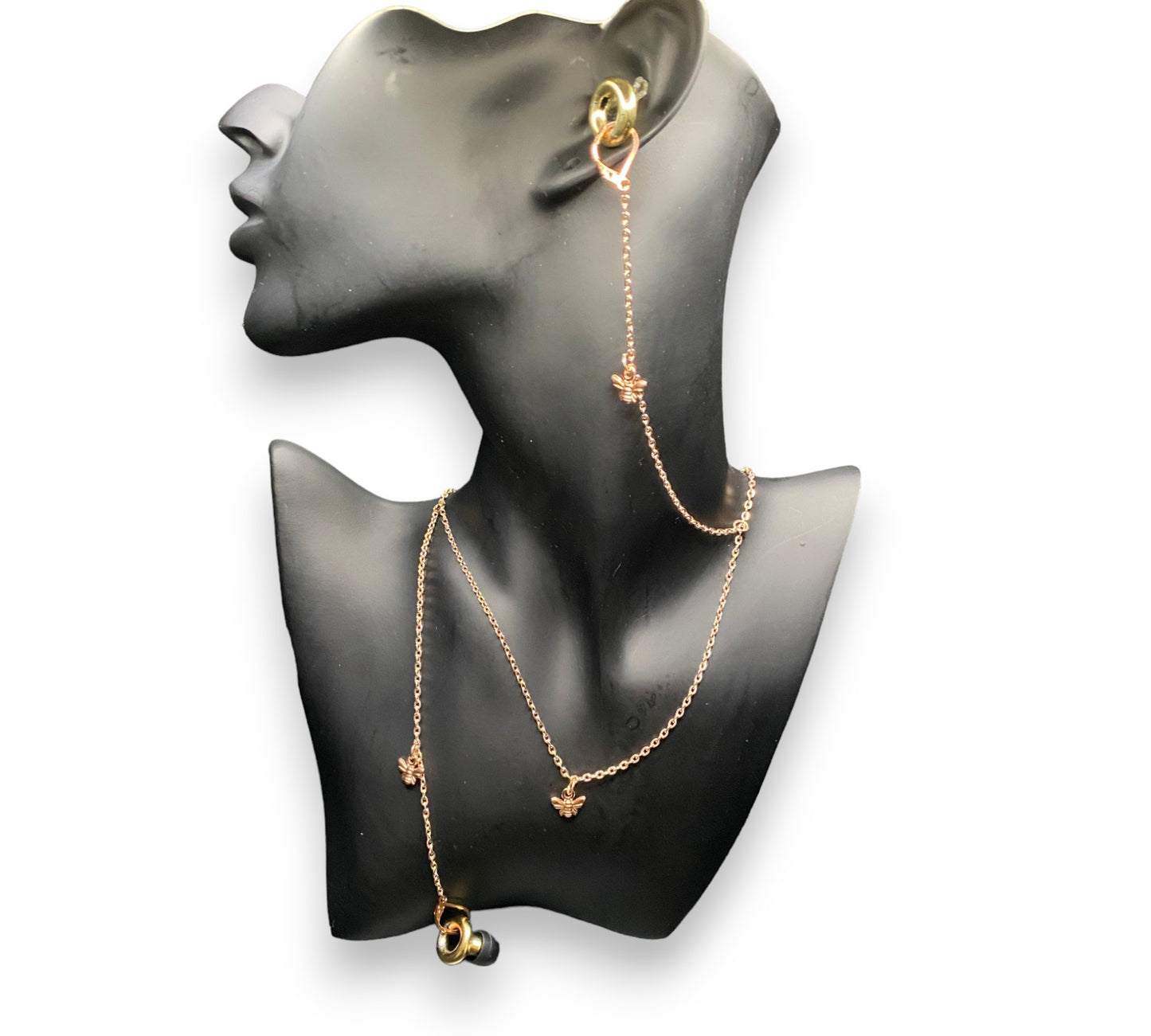 Rose Gold Bee EarLink Necklace