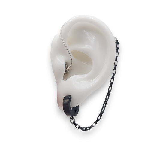 Schwarze Kabelketten-Ohrglieder – Hörgeräte