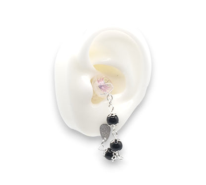Liens d'oreilles en perles de verre noir