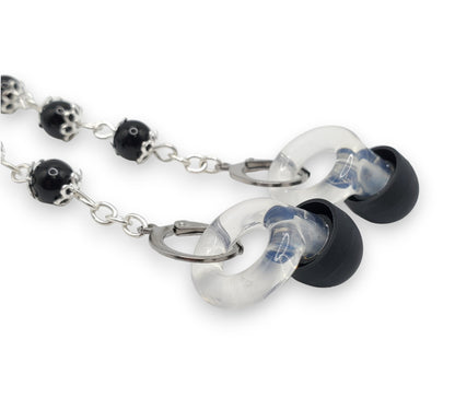 Pendientes de perlas de cristal negro
