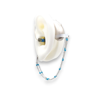 Maillons d'oreille en chaîne détaillés bleus - Prothèses auditives