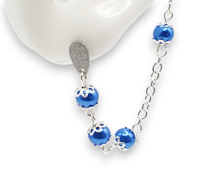 Blue Glass Pearl Chain EarLinks - Hearing Aids