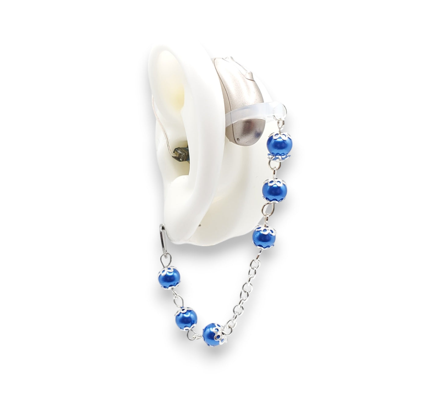 Blaue Glasperlenketten-Ohrglieder – Hörgeräte
