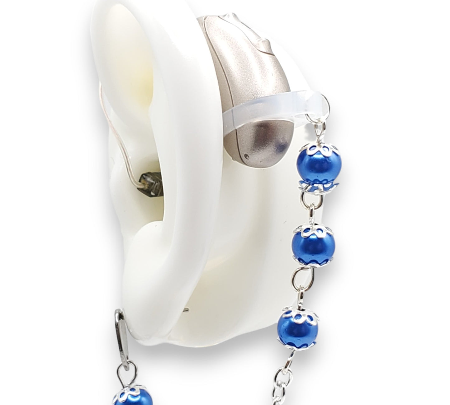 Liens d'oreille en chaîne de perles de verre bleu - Prothèses auditives
