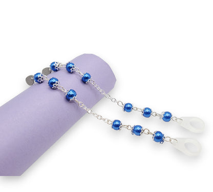 Liens d'oreille en chaîne de perles de verre bleu - Prothèses auditives