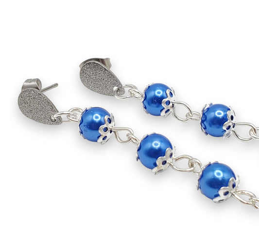 Pendientes de perlas de cristal azul