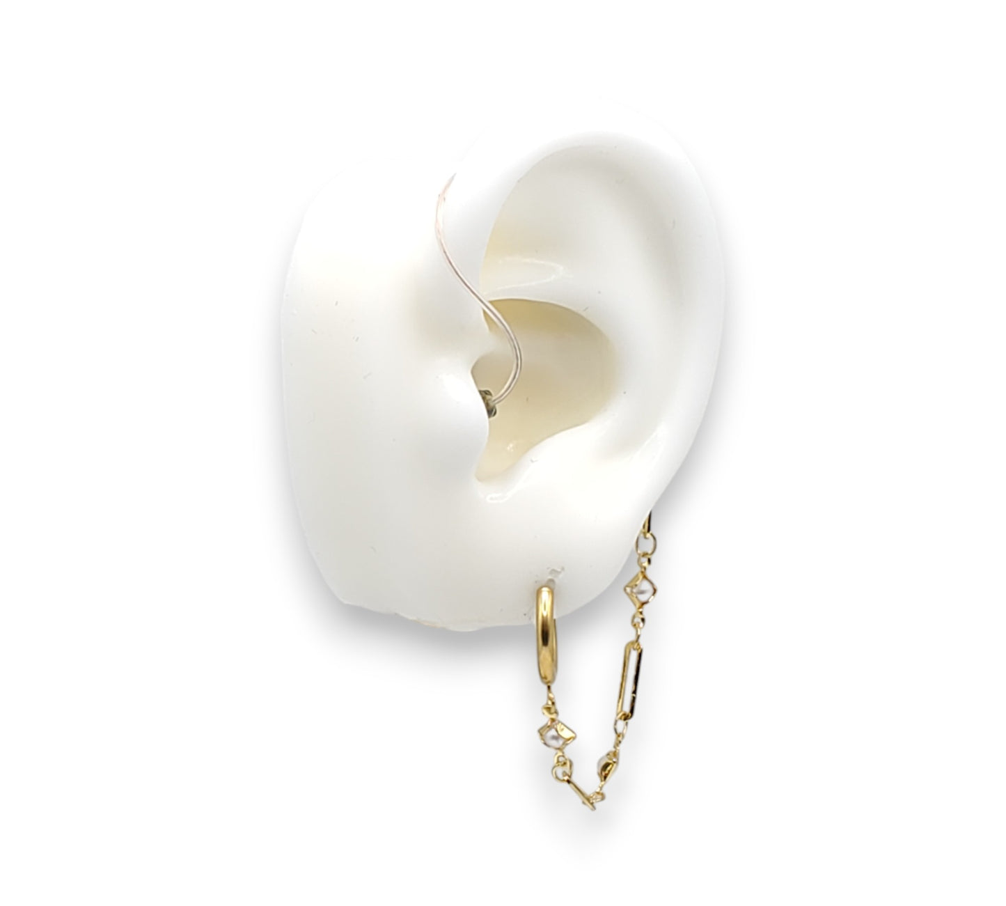 Dainty Gold Pearl EarLinks - Hearing Aids