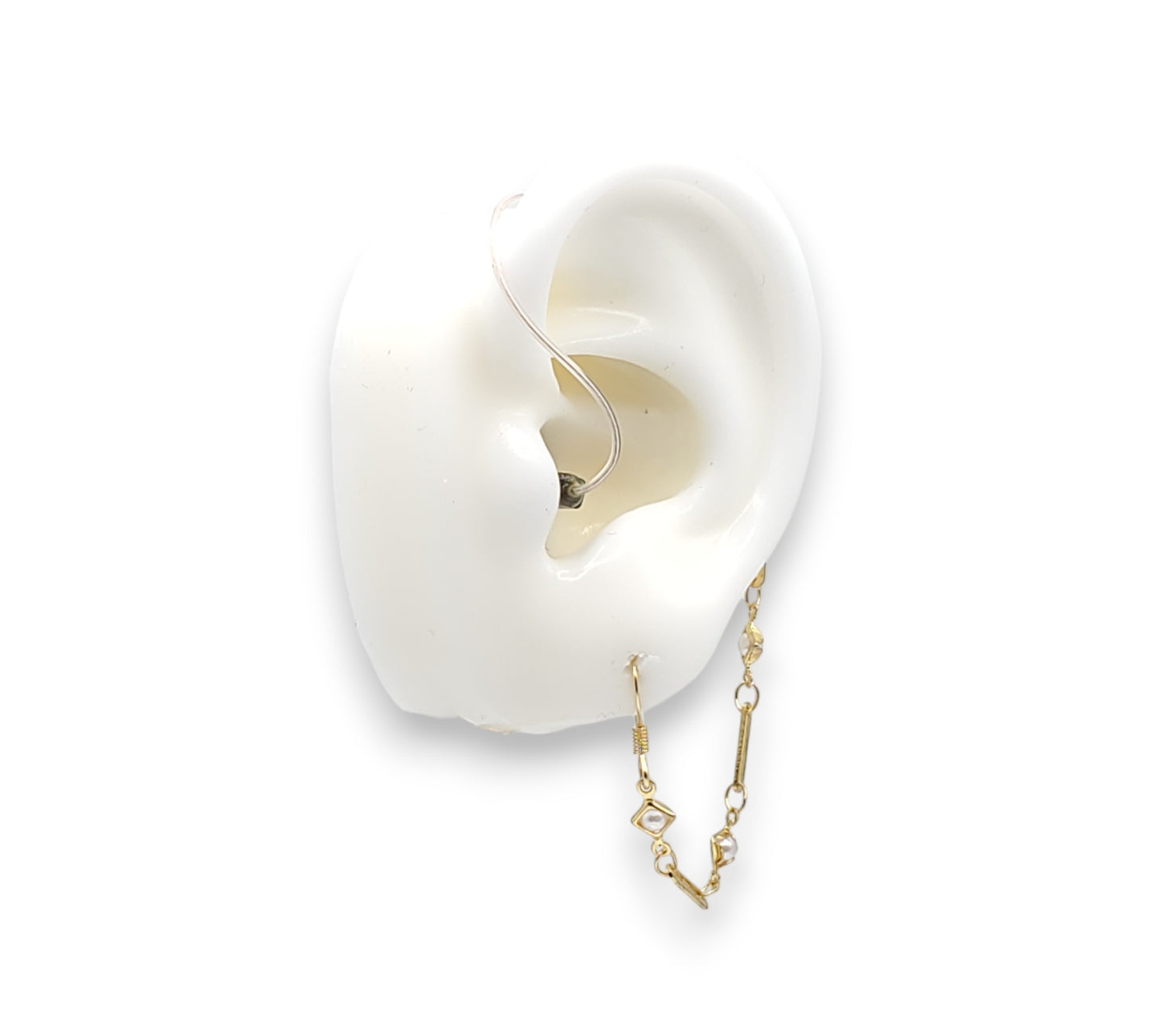 Dainty Gold Pearl EarLinks - Hearing Aids