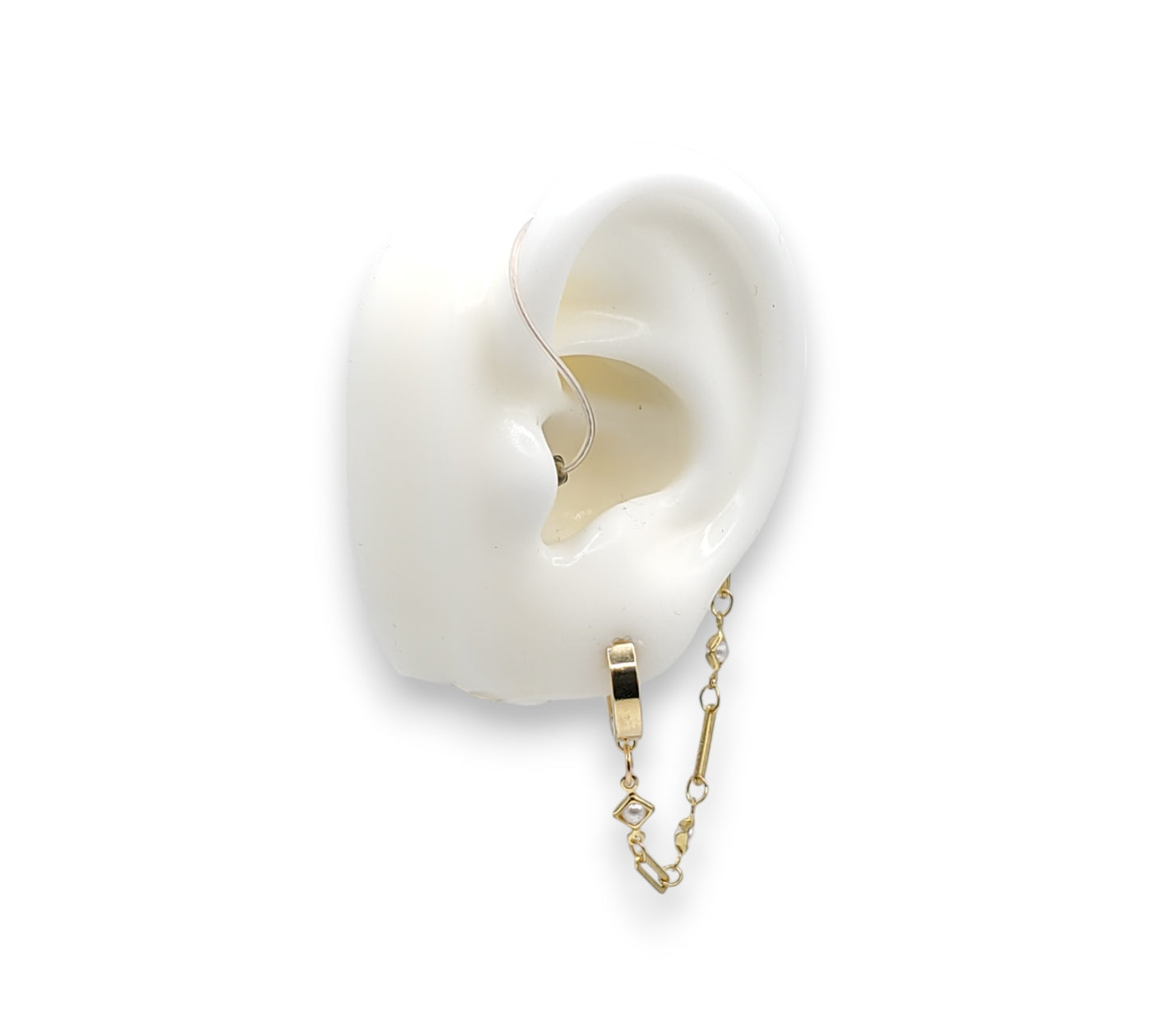 Dainty Gold Pearl EarLinks - Hearing Aids