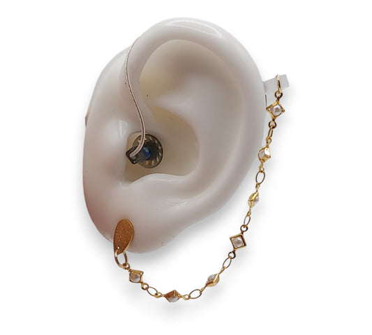 Dainty Gold Pearl EarLinks - Hearing Aids