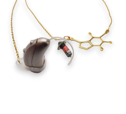 Dopamine Pendant EarLink Necklace (Gold)