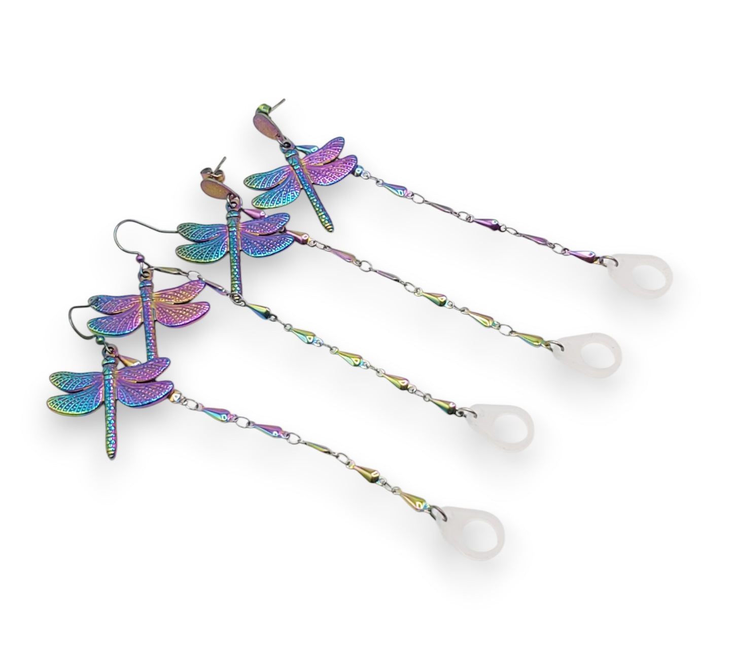 Regenbogen-Libellen-Ohrringe für Hörgeräte