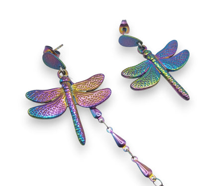Pendientes de libélula arcoíris para audífonos