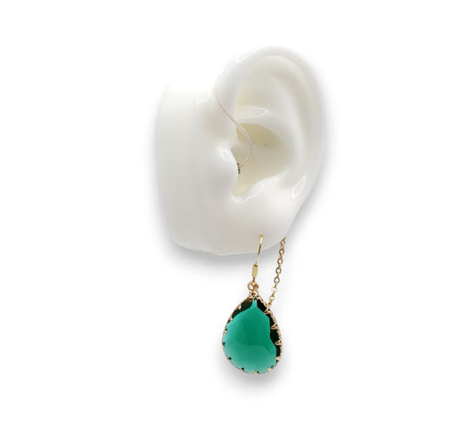 EarLinks colgantes en forma de lágrima de vidrio verde - Audífonos
