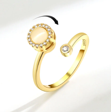 Opaal Zirkonia Spinning Ring- Zilver & Goud