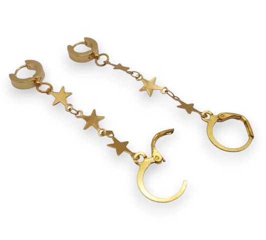 EarLinks de cadena única con estrella dorada
