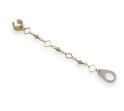 Boucles d'oreilles losanges en perles dorées pour appareils auditifs