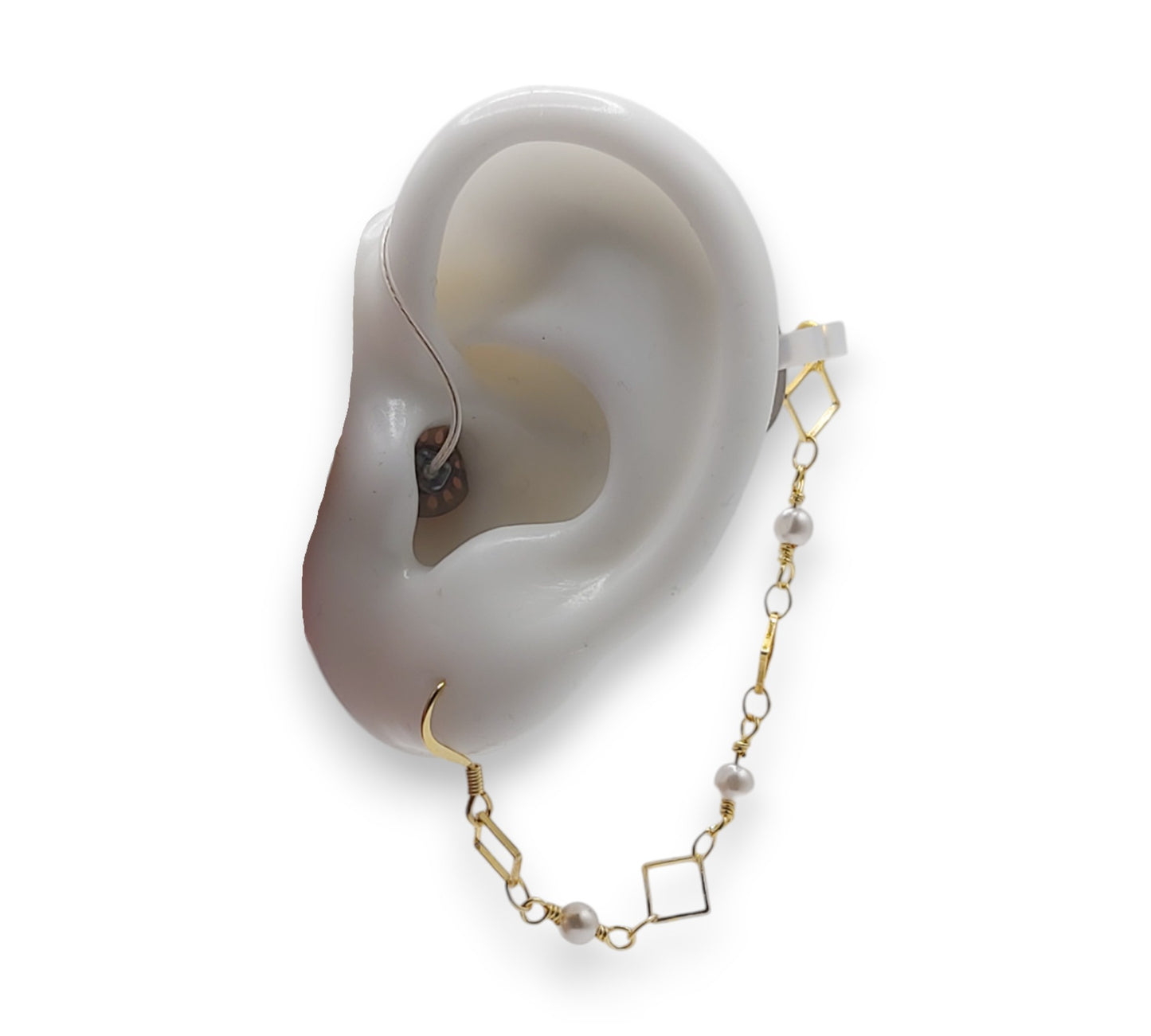 Gold Pearl Rhombus EarLinks - Hearing Aids
