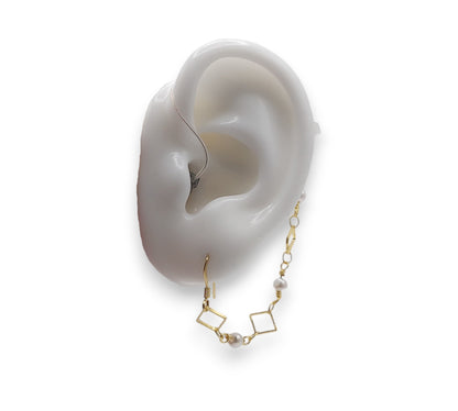 Gouden parel ruit oorbellen voor hoortoestellen