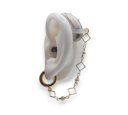 Gold Pearl Rhombus EarLinks - Hearing Aids