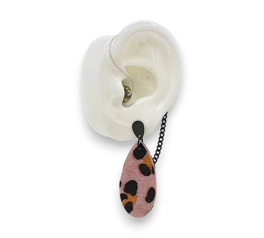 Boutons d'oreilles à imprimé animal rose pour appareils auditifs