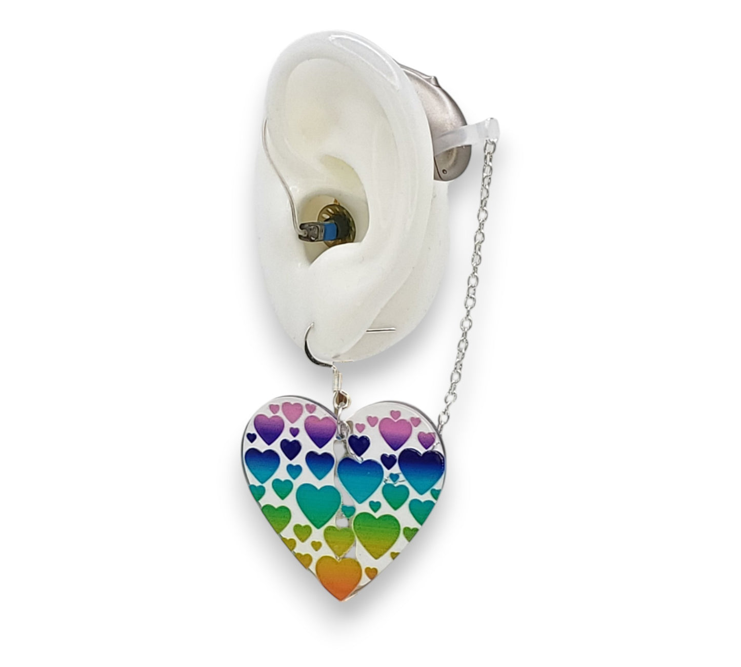 Regenbogen-Herz-Ohrstecker für Hörgeräte