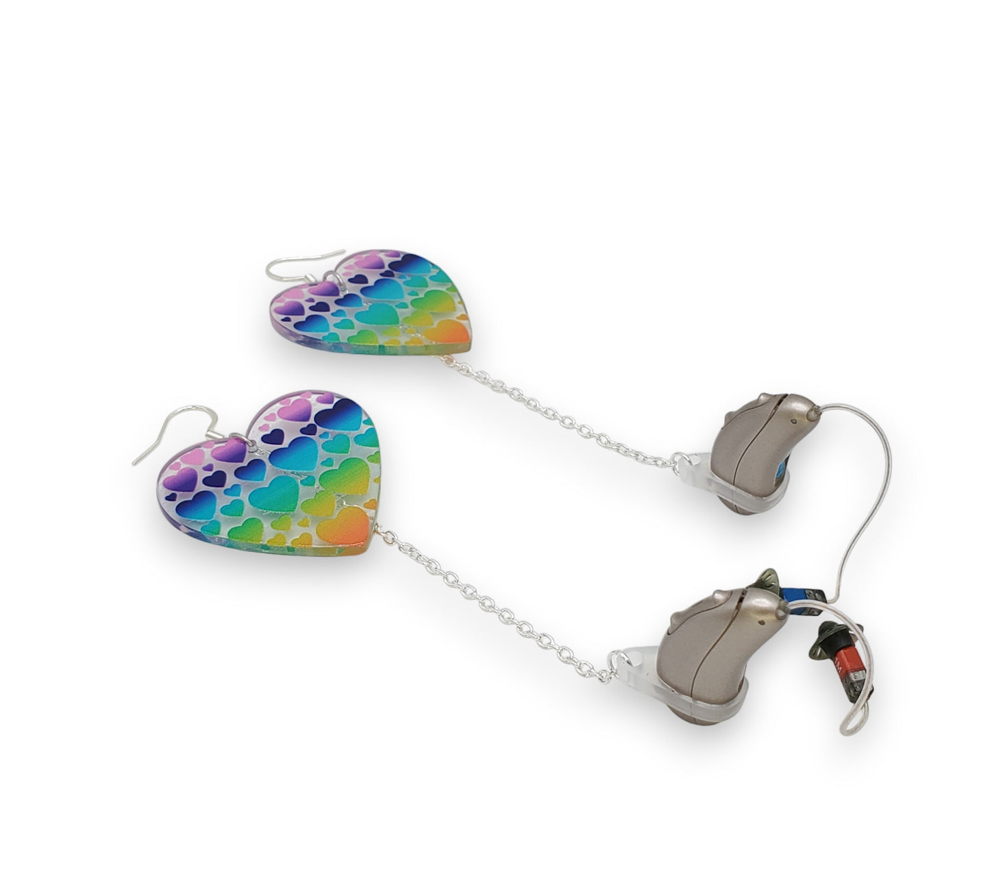 Liens d'oreille Rainbow Heart pour appareils auditifs