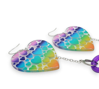 Rainbow Heart EarLinks