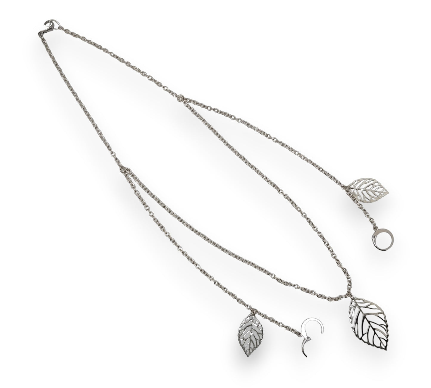 Silver Leaf EarLink Necklace