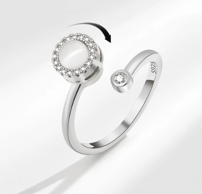 Opaal Zirkonia Spinning Ring- Zilver & Goud
