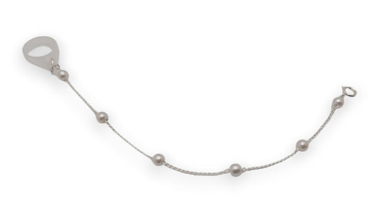 Silver Pearl EarLink Safety Chain