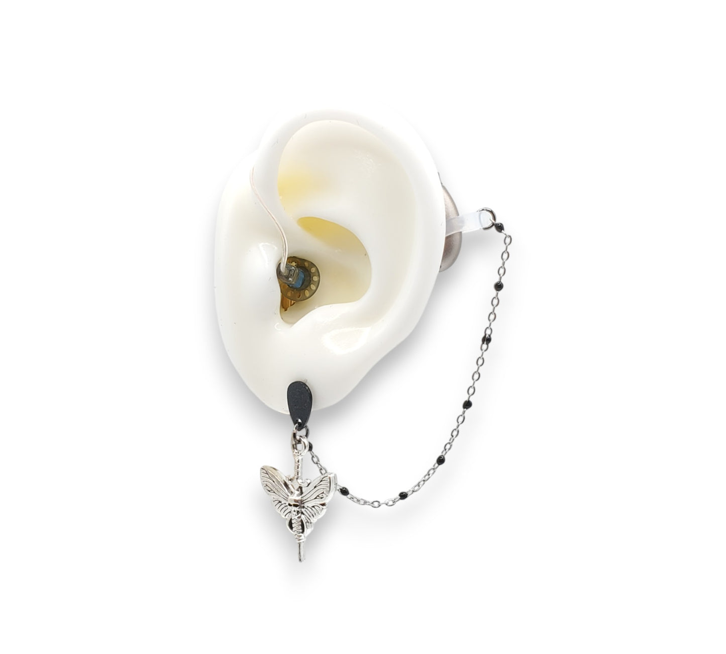 Liens d'oreille en chaîne de poignard noir - Prothèses auditives