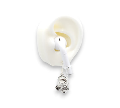 Schwarze Kabelkette, Anti-Verlust-Ohrringe und Ohrmanschetten für kabellose Ohrhörer/Ohrhörer