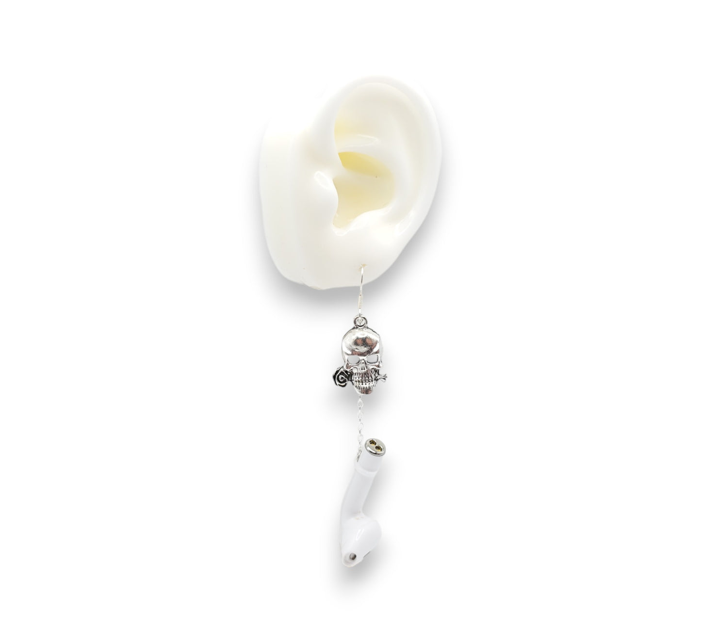 Zwarte kabelketting anti-verlies oorbellen en oorboeien voor draadloze oordopjes/oortelefoons