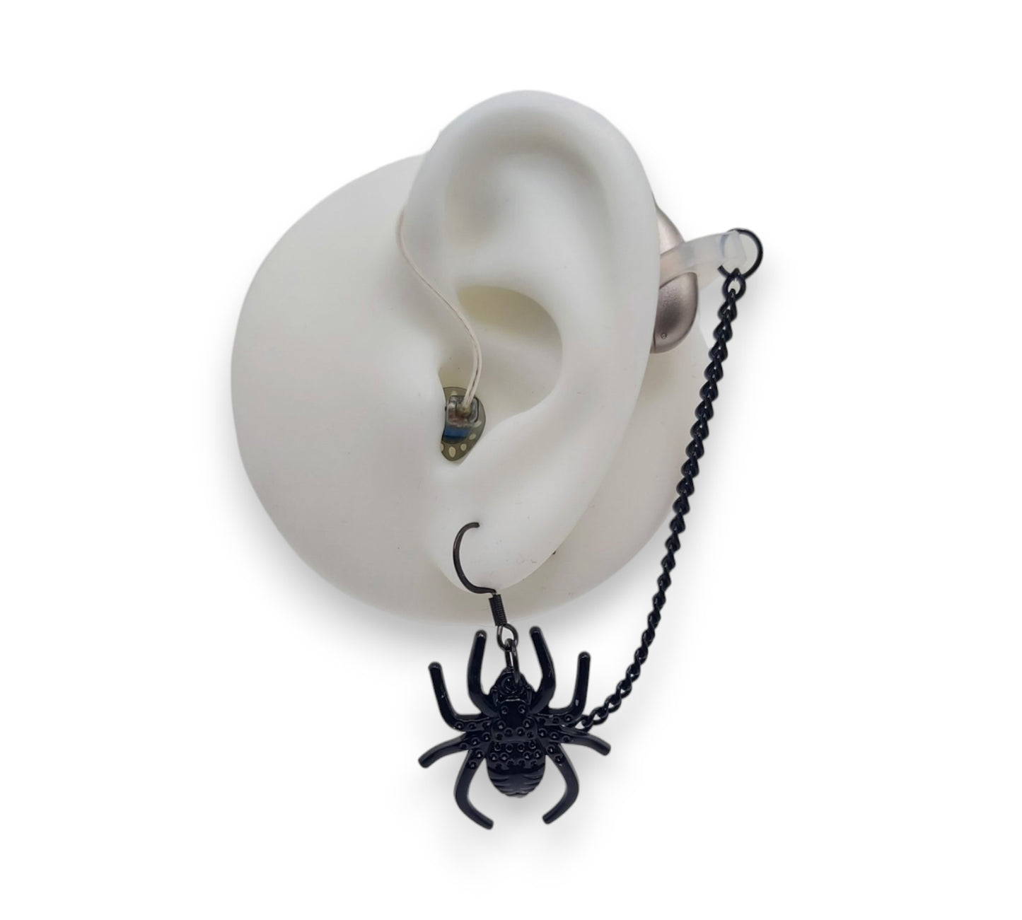 Boucles d'oreilles araignée noire pour appareils auditifs