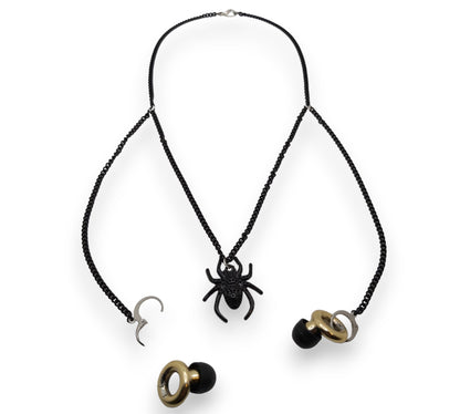 Black Spider EarLink  Necklace
