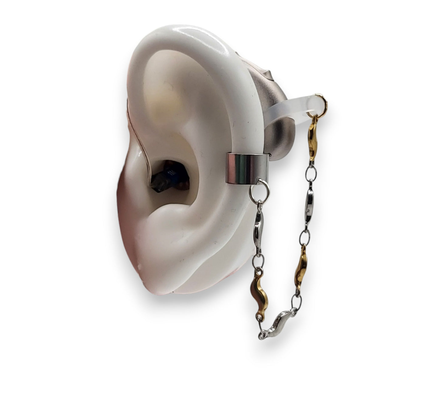 Zweifarbige Kettenohrringe für Hörgeräte