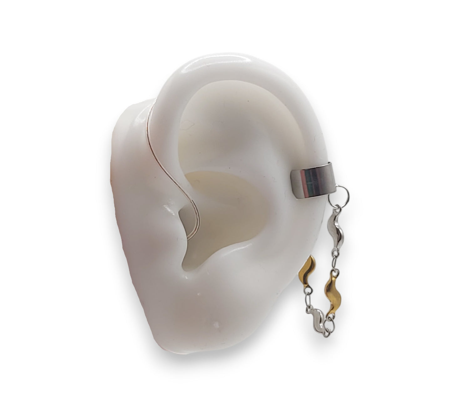 Boucles d'oreilles chaîne bicolores pour appareils auditifs