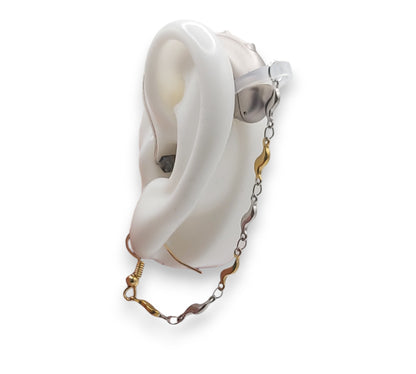 Boucles d'oreilles chaîne bicolores pour appareils auditifs