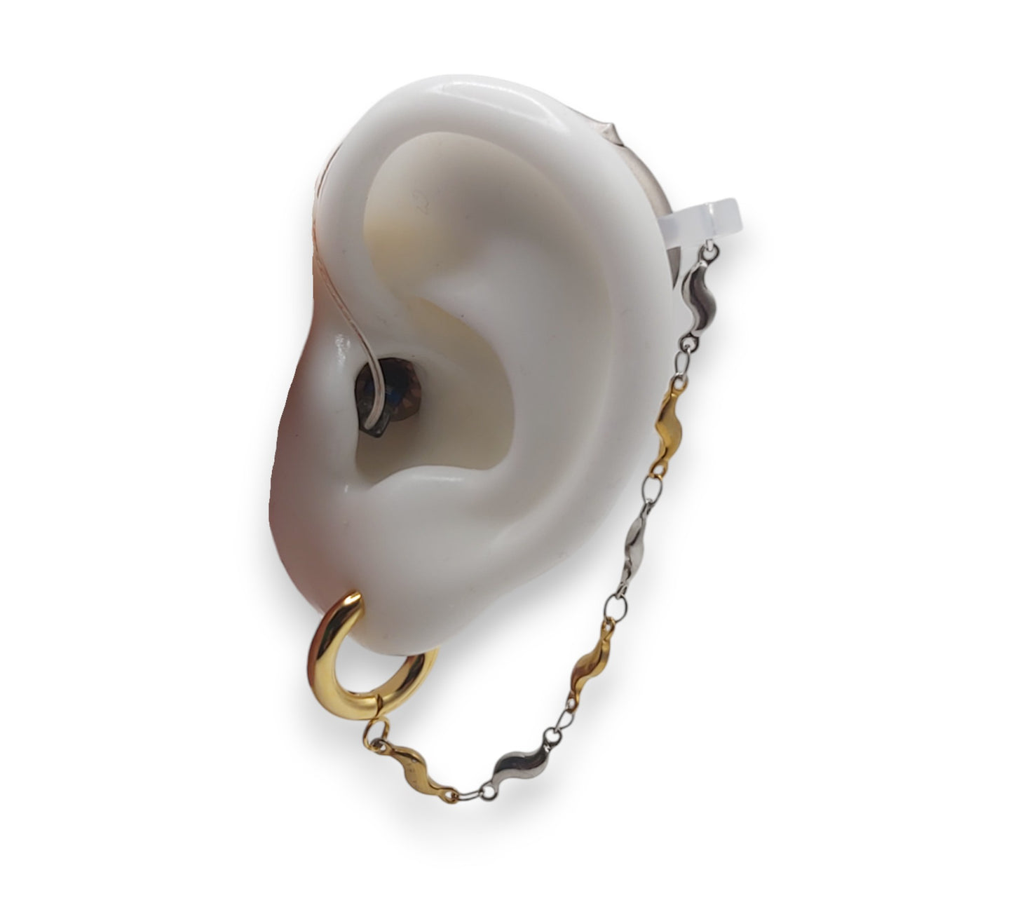 Pendientes de cadena bicolor para audífonos