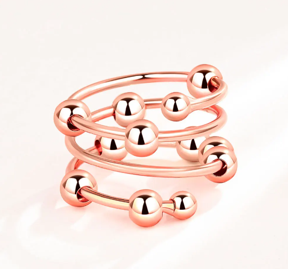 Spinnring mit 10 Perlen – Silber, Rosé oder Gold