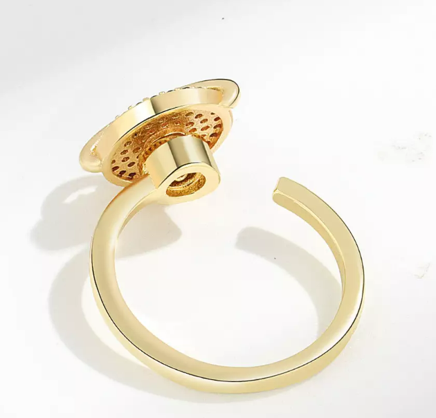 Gouden kleurrijke Zirkonia draaiende ring