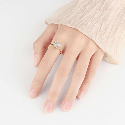 Zirconia Gold Cluster Worry Ring