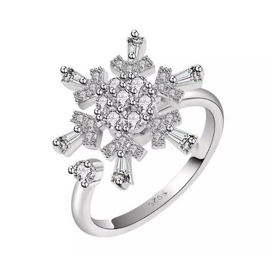 Snowflake Zirconia Worry Ring (Gold/Silver)