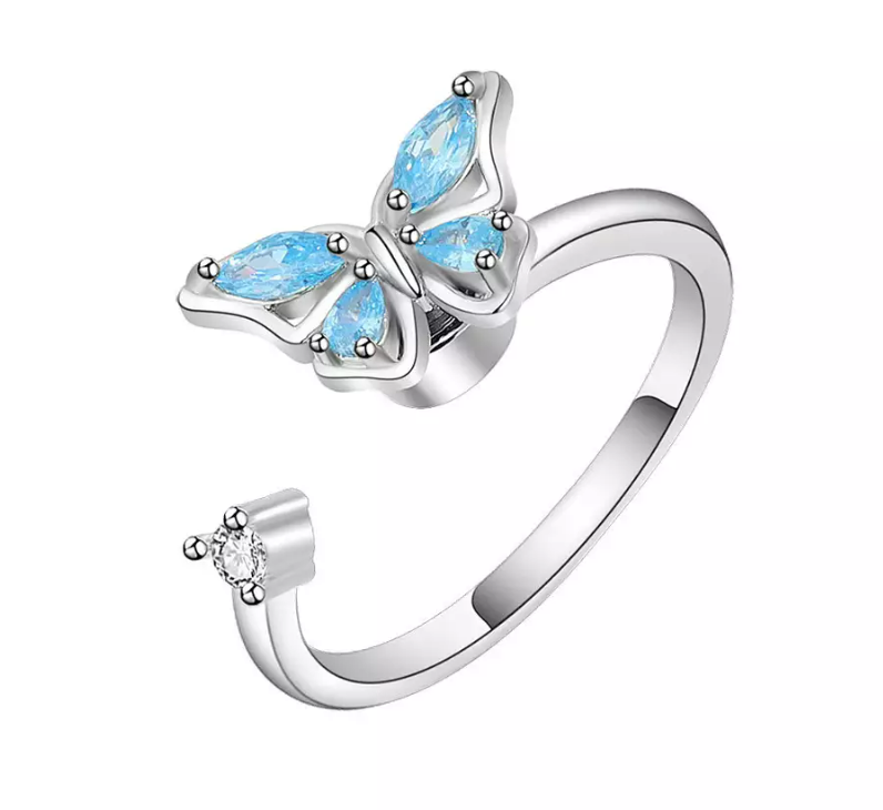 Anillo giratorio mariposa de circonitas